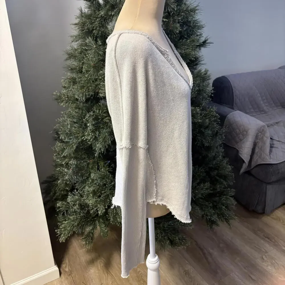 Free People We The Free Distressed Raw Edge Cotton Sweater M - Picture 4 of 9